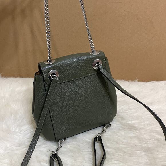 COACH Pebbled Olive Leather Convertible Mini Turnlock Backpack XBody C5677 - Picture 5 of 16